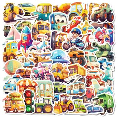 Imagem de Conjunto de adesivos de desenho animado para veículos de brinquedo, 50 unidades para crianças, à prova d`água