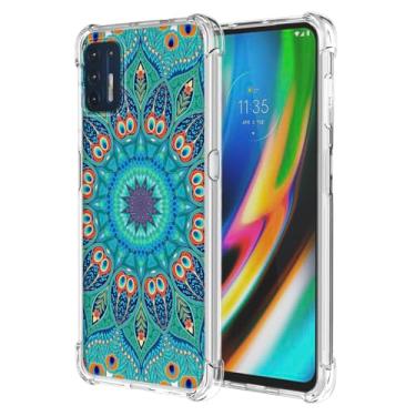 Imagem de WEIOUHR Capa protetora para Moto G Stylus 2021 4G transparente TPU macio, design em relevo verde, resistente a arranhões, proteção leve, para Motorola G Stylus 2021 4G (verde pavão)