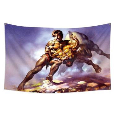 Imagem de Bandeira Hercules Wrestling the Bull 90x150cm Poliéster