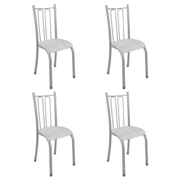 Imagem de Conjunto 4 Cadeiras para Sala de Jantar Amanda Prata/Preto