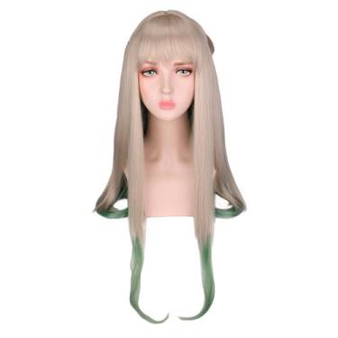 Imagem de Peruca de cosplay com 80 cm de comprimento, loira reta, verde, gradien