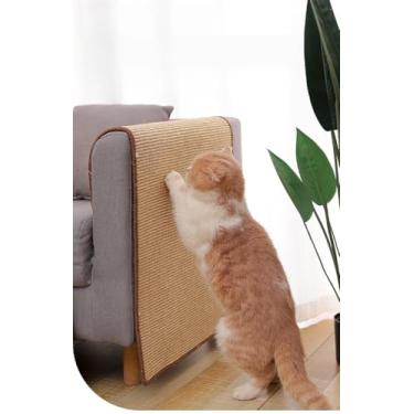 Imagem de Tressel Tapete arranhador para gatos, 79 x 40 cm, almofada para arranhar na parede com gancho sem danos para gatinhos, protetor de móveis para sofá/tapetes/sofá