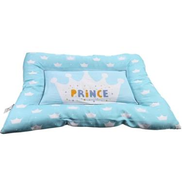 Imagem de Cama Pet Luxo, Almofada para Cães e Gatos, Poliéster com Estampas de Corações, 50x70 cm, Lavável na Máquina, Enchimento em Fibra Siliconada, Rosa (Azul Claro)