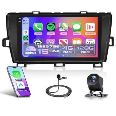 Imagem de Rádio estéreo 4 núcleos 4G + 128G Android 15 para Toyota Prius 2010-2015, Rimoody Wireless Carplay Android Auto GPS WiFi Mirror Link 22 polegadas, EQ Bluetooth FM/RDS EQ + câmera de reserva