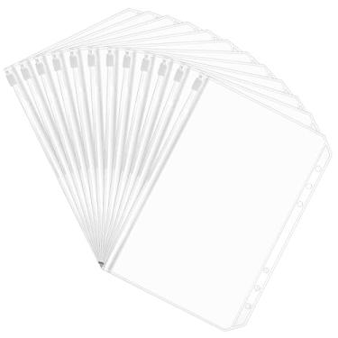 Imagem de 12 peças de envelopes para fichário A5 com 6 furos para dinheiro, agenda com zíper transparente, insere fichários para economia de dinheiro, armazenamento comemorativo de moedas