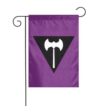 Imagem de KOSUES Lésbicas Labrys Pride Bandeira de jardim 30,5 x 45,7 cm Bandeiras externas de dupla face vertical sazonal bandeira de boas-vindas festa quintal férias interior exterior decoração de casa