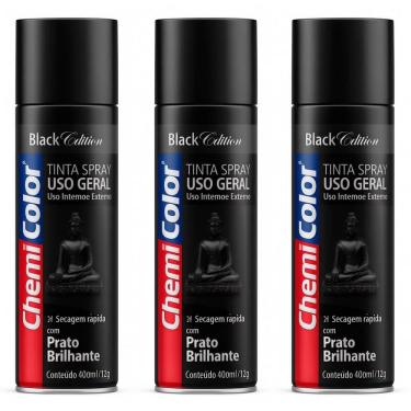 Imagem de Kit 03 Tintas Spray 400ml Para Uso Geral Multiuso Secagem Rápida - Chemicolor