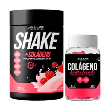 Imagem de Kit Shake Substituto de Refeição 400g + Colágeno Hidrolisado Com Vitamina C 120 Capsulas (Morango)