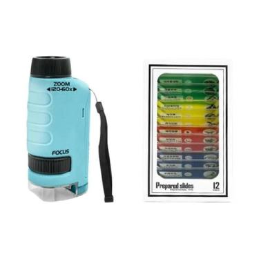 Imagem de Kit De Microscópio Mini Portátil Para Crianças 60-120x Com Luz LED Mic