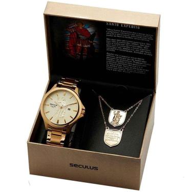Imagem de Kit Relógio Masculino Seculus Com Colar Santo Expedito