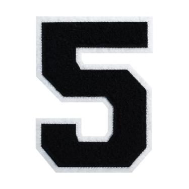 Imagem de Patch universitário de chenille preto de 15 cm com borda branca para passar a ferro ou costurar para uniformes escolares, jaquetas faça você mesmo, projetos clássicos e duráveis (5)