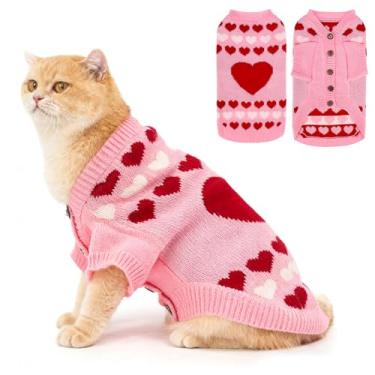 Imagem de EXPAWLORER Cardigã para gatos – Roupas elegantes de tricô para gatos, suéter macio para filhotes com manga, roupas fofas e quentes para animais de estimação, roupas de malha, outono inverno, casaco
