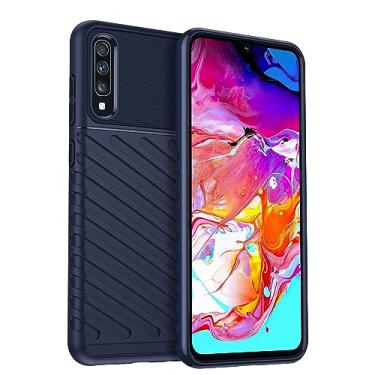 Imagem de IDEWEI Capa para Samsung Galaxy A70S. Fibra de carbono refinada, anti-queda, anti-impressões digitais, proteção integral. A capa do telemóvel é compatível com Samsung Galaxy A70S