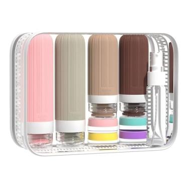 Imagem de Udihch Conjunto de garrafas de viagem, pacote com 16, recipientes de higiene pessoal aprovados pela TSA, à prova de vazamento, kit recarregável para espremer Viajero para mulheres, para xampu