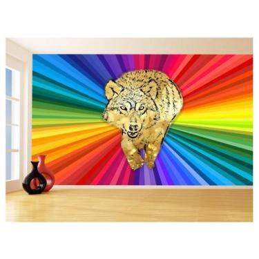 Imagem de Papel De Parede Animais Pop Art Lobo Colorido 3,5M Pxa603 - Você Decor