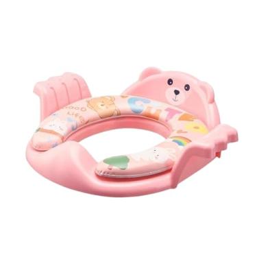 Imagem de Dynwave Assento sanitário infantil com almofada grossa e confortável para treinamento de desfralde, ideal para meninos e meninas. Capa protetora para vaso, Rosa