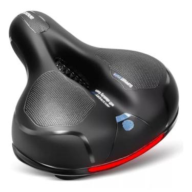 Imagem de Banco Selim Bicicleta 2 Molas Largo Fita Refletiva Segurança