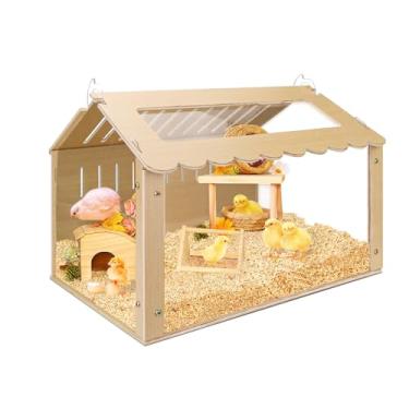 Imagem de Caixa de chocadeira de frango, caixa de chocadeira para pintinhos, gaiola de codorna de madeira para hamsters, patinhos, ouriços e lagartos, design de claraboia, suprimentos de frango para bebês