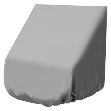 Imagem de ZFLYCANP Capa de assento de barco, capa de cadeira de capitão com pedestal resistente ao clima com tecido Oxford impermeável 420D de alta resistência, à prova de vento e poeira para cadeira de capitão