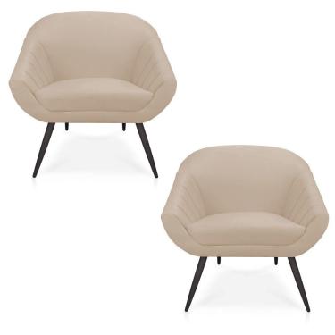 Imagem de Kit 02 Poltronas Giovana Suede Bege de Ferro