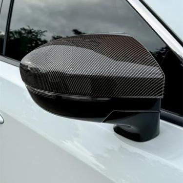 Imagem de ZiWen Capa de espelho retrovisor de porta preta brilhante de fibra de carbono esportiva para Nissan Pathfinder 2022-2026 Murano 2026 (impressão de fibra de carbono)