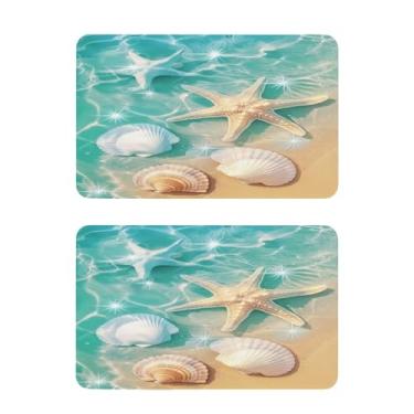 Imagem de Blueangle Conjunto de 2 ímãs de geladeira, estrela-do-mar e concha de verão - Ímãs de geladeira decorativos engraçados para cozinha - lavável na lava-louças e decoração magnética durável (449)