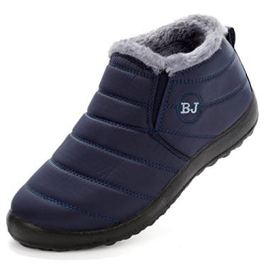 Imagem de Botas de neve femininas Cattle Shop, botas de inverno forradas com pele, antiderrapantes, antiderrapantes, botas de cano curto e impermeáveis, sapatos confortáveis e quentes, Navyblue, 6.5