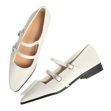 Imagem de Dear Time Sapatilhas femininas vintage Mary Jane com tira no tornozelo, bico quadrado, uniforme, sapatilha de balé, 573-damasco, 36