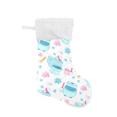 Imagem de GakkiGii Linda meia de Natal para vaso sanitário, decoração de Natal suspensa para parede de árvore de lareira, 45 x 31 cm