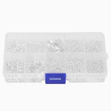 Imagem de Brincos de joias para fazer acessórios DIY artesanato com fecho lagosta conjunto de ganchos material de liga caixa de armazenamento de 200 peças para fazer joias reparadores (Prata - caixa única)