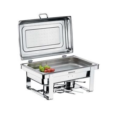 Imagem de Rechaud Retangular Brinox Savoy com 2 Cubas 1098/202 - 5 Peças