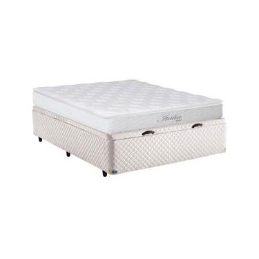 Imagem de Colchão de Casal Umaflex Itália com Pillow Top e Molas Ensacadas + Base Box Itaflex com Baú - 66,5x138x188cm - Branco