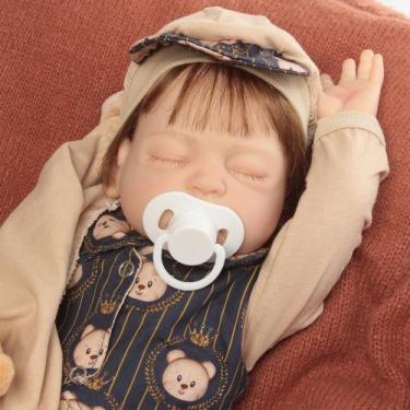 Imagem de Boneco Reborn Bebê Realista Menino Fio a Fio Olho Fechado - Cegonha Re