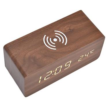 Imagem de Phefop Despertador Digital, Relógio Eletrônico Led de Carregamento Sem Fio Com Detecção de Temperatura, 3 Alarmes para Uso No Quarto (#12)