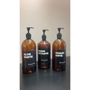 Imagem de Kit Lavanderia Dispenser 1,1L Sabão Líquido Amaciante Alvejante e Desinfetante