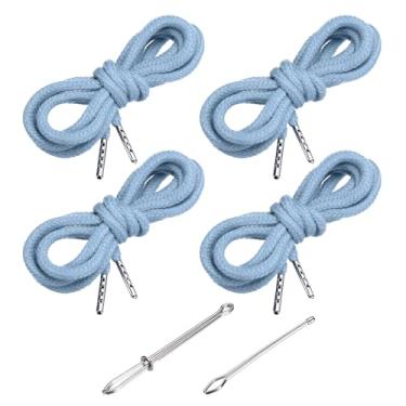 Imagem de PATIKIL Cordões de cordão de 138 cm, 4 peças de cordas de substituição com 2 peças de passadores fáceis para shorts, calças, casacos, moletom, moletom, azul celeste