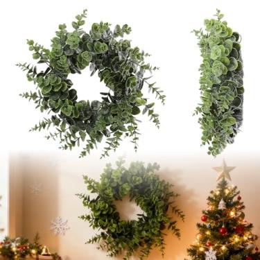 Imagem de Guirlanda verde de eucalipto 58,4 cm, guirlanda de primavera, folhas de eucalipto, Natal, guirlandas, decorações para porta da frente, ambientes externos, interiores, quintas, parede (C)