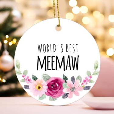 Imagem de Qeheb Meemaw Ornamento de presentes, enfeites de Natal para vovó para decoração de festa de árvore de Natal, os melhores presentes de Natal para netos, os melhores enfeites decorativos Meemaw do mundo