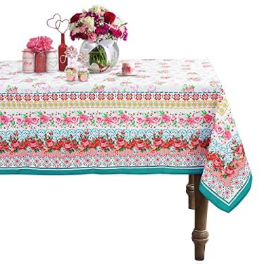Imagem de Virtumob Toalha de Mesa Retangular - 60 X 102", Design Pioneiro Rosa, Toalha de Mesa Rústica, Capa de Mesa Estampada Clássica Francesa, Decoração de Fazenda, Adequada para Casa, Cozinha e Jantar