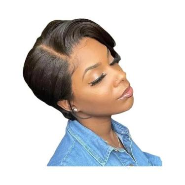 Imagem de HAIRJOY Peruca curta e reta de cabelo sintético para mulheres afro-ame