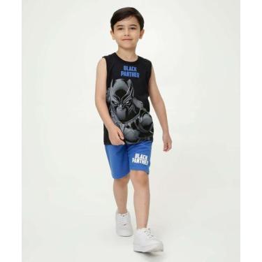 Imagem de Conjunto Infantil Regata Pantera Negra Marvel Tam 4 a -62048, 6, Preto