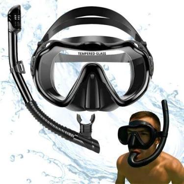 Imagem de Máscara Snorkel de Mergulho Respirador Com Válvula à Prova Dágua Óculo