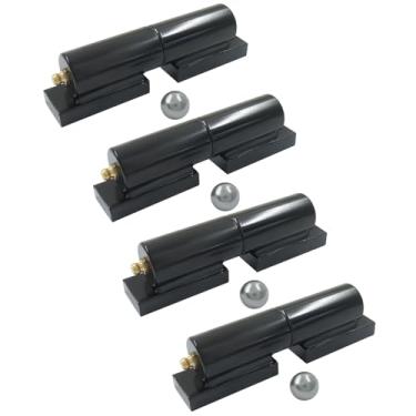 Imagem de Kyuionty Dobradiça de portão resistente, 4 peças, 12 cm, dobradiças soldáveis de barril de ferro preto com capacidade de 204 kg para porta giratória, rampa de reboque, portão de entrada de metal