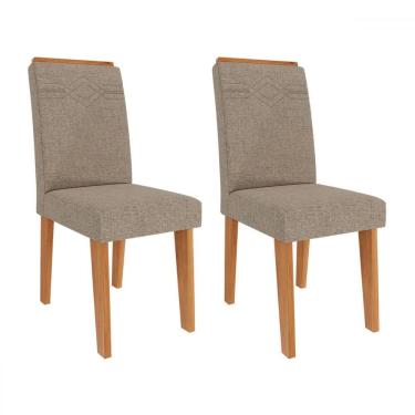 Imagem de Cadeiras Kit 2 Cadeiras Tais 11058 Cinamomo/Linho Bege - Cimol
