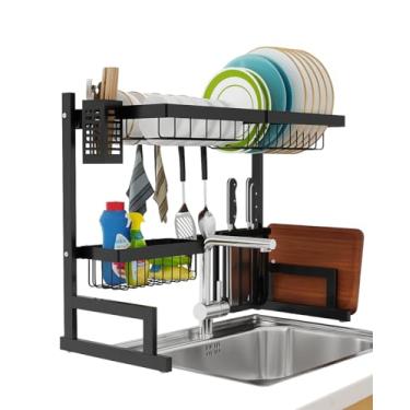 Imagem de Escorredor de Louça Completo em Aço Inoxidável Organizador Escorredor de Pratos Inox, Suporte para Talheres, Copos, Tábuas, Facas e Bandeja de Drenagem de Água