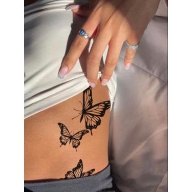 Imagem de Linhas pretas e brancas, lembrancinhas de festa de borboleta, tatuagens temporárias, mão, ombro, pescoço, clavícula, braço, braço, temporária, impermeável, tatuagem, pacote com 1