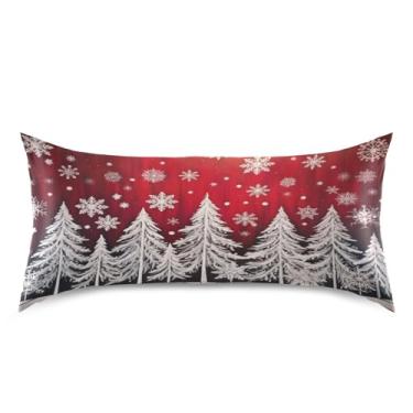 Imagem de Wassud Fronha de cetim para cabelo e pele floresta de inverno em papel de parede vermelho (2) fronhas de seda lisa king size fronhas respiráveis com fecho de envelope