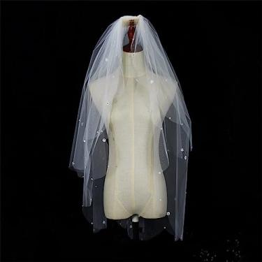 Imagem de YYBOES Vestido de noiva com borda floral branca meia miçanga acessórios para vestido de noiva