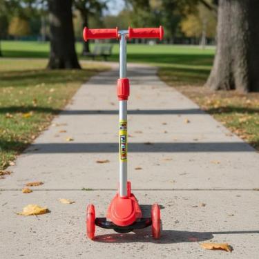 Imagem de Patinete Vermelho Infantil 3 Rodas Scooter Para Menino e Menina - Toym