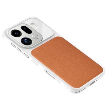 Imagem de HAOMRIYL Capa para Oppo Find X9/X9pro, capa de couro PC de cor de emenda rígida à prova de choque fina proteção anti-impressão digital, laranja, X9Pro